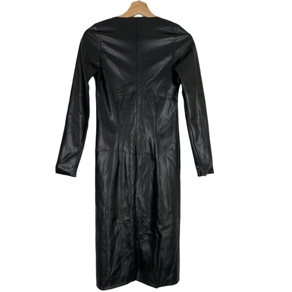 MDNT:45 Faux Leather V Neck Button Down Midi Dress Size XS - Picture 6 of 11